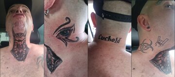 A corno sai para fazer uma tatuagem e me volta com 4 novas!Detalhe para o CUCKOLD e para o ?, pensa em um corno orgulh...